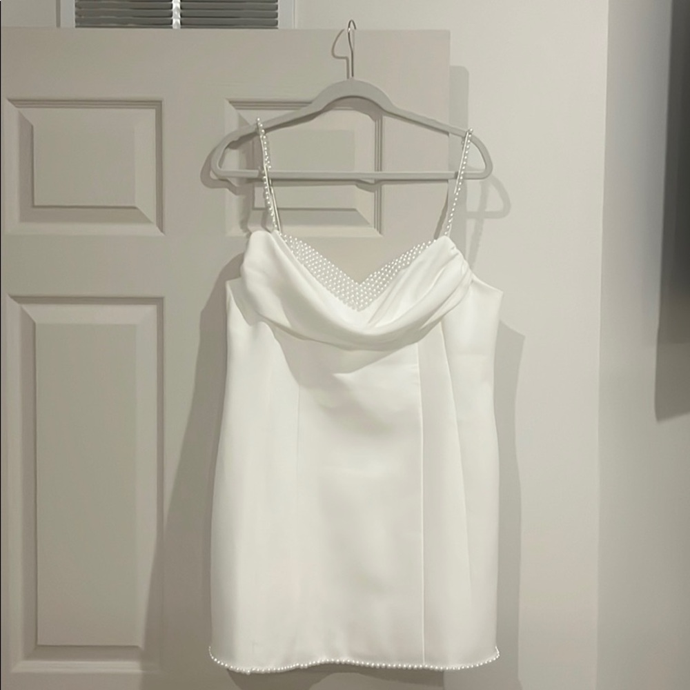 Meshki white pearl dress